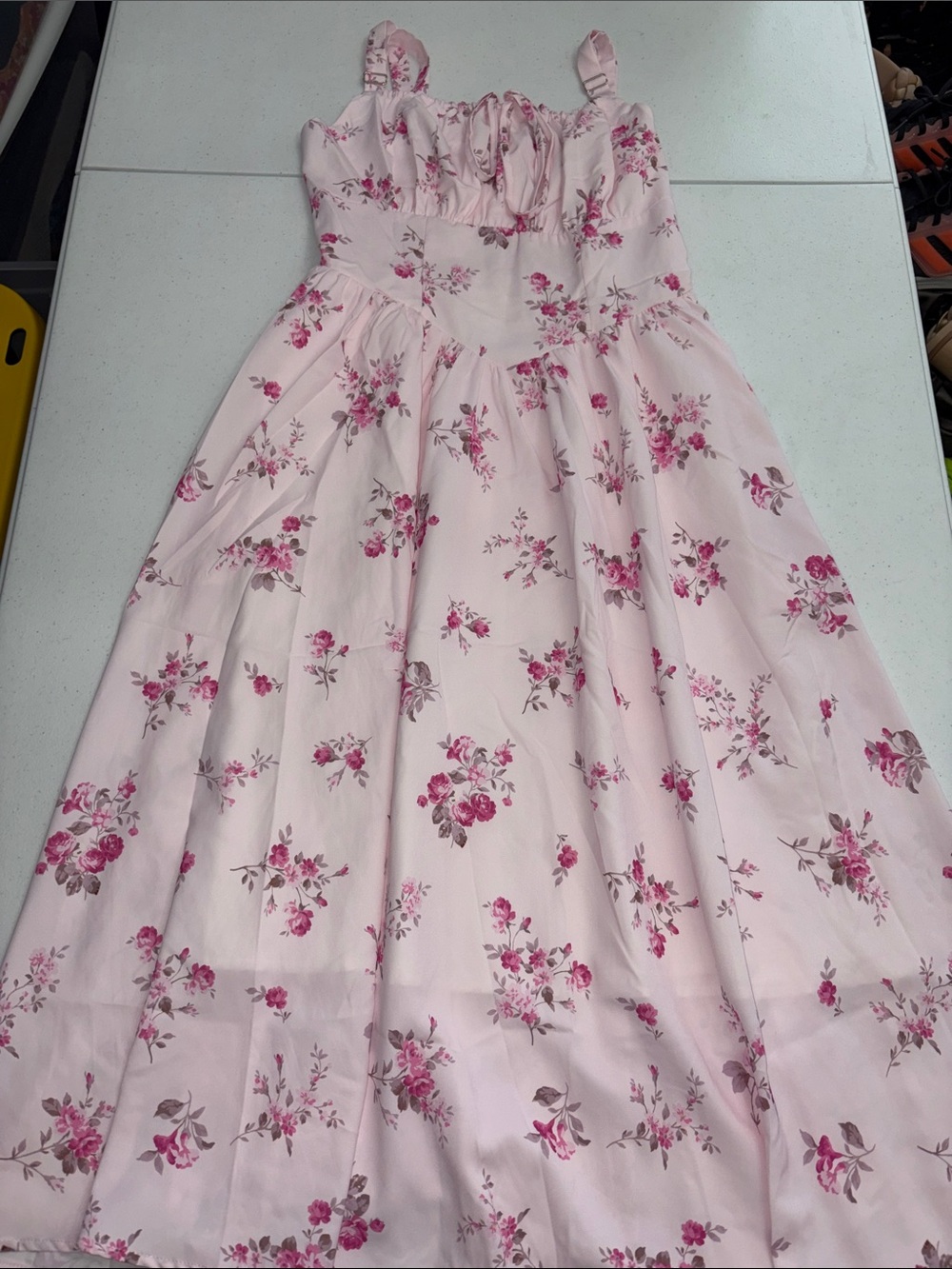 Scarlett Darkness Womens Dress S Pink Floral Sundress Smocked Adjustable Straps